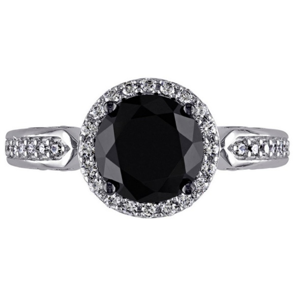 925 Silver Round Cut Black Sapphire Ring - Picture 2 of 4